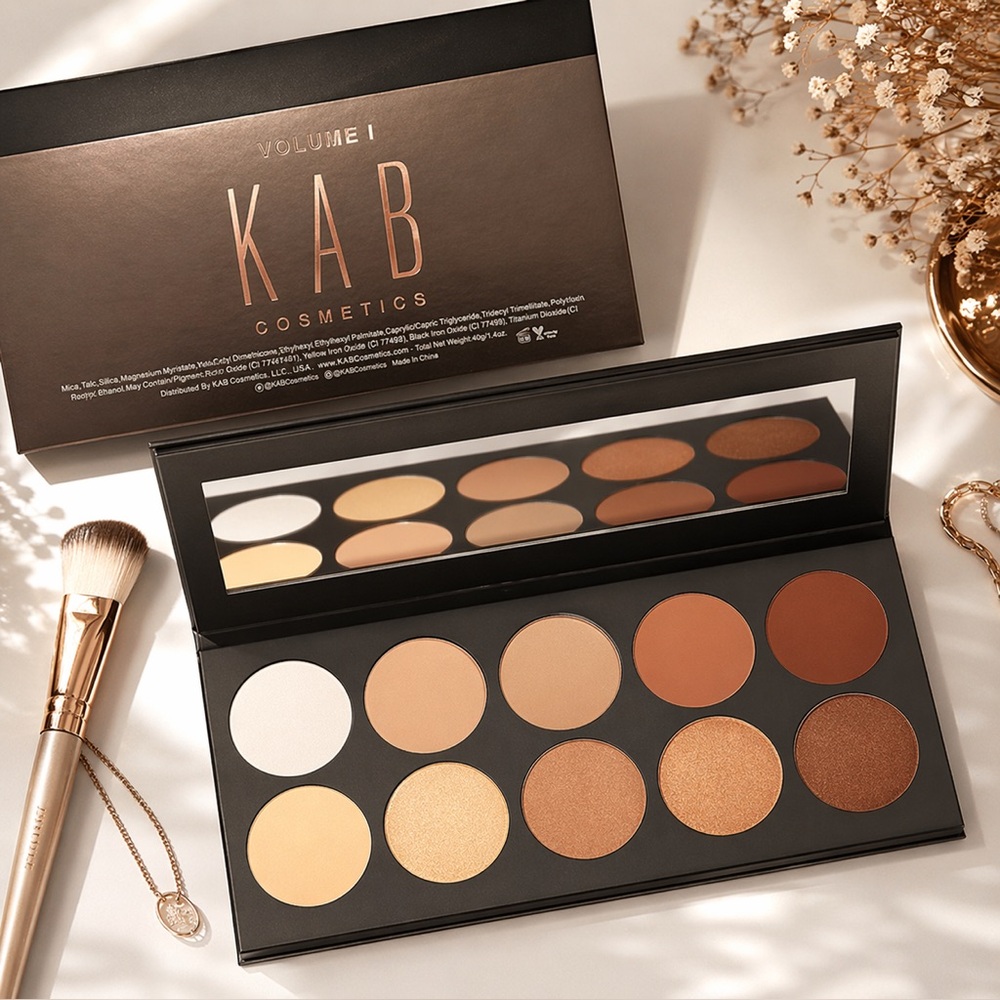 KAB Cosmetics Contour Palette Vol I Matte Bronzer Highlight Kit Neutral Shades